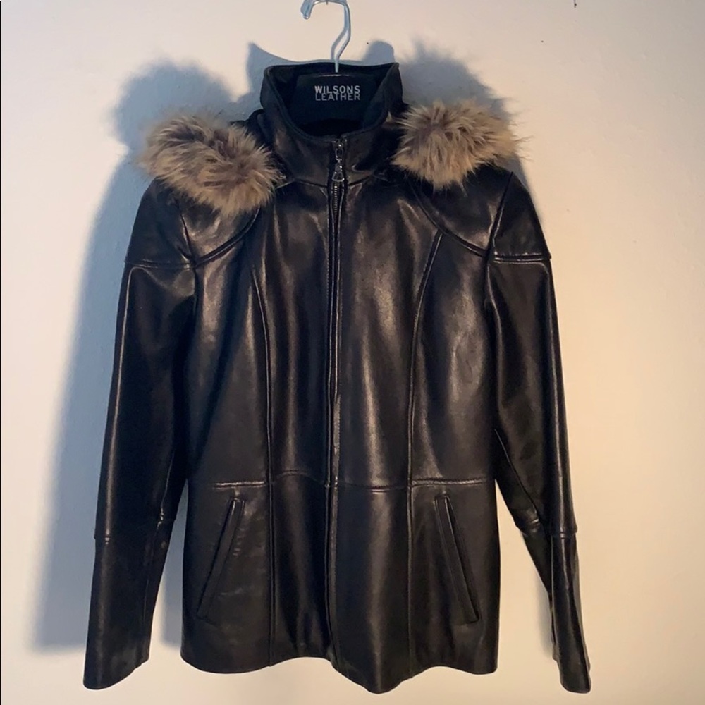 Women’s Black Lambskin Leather Jacket; Size Medium